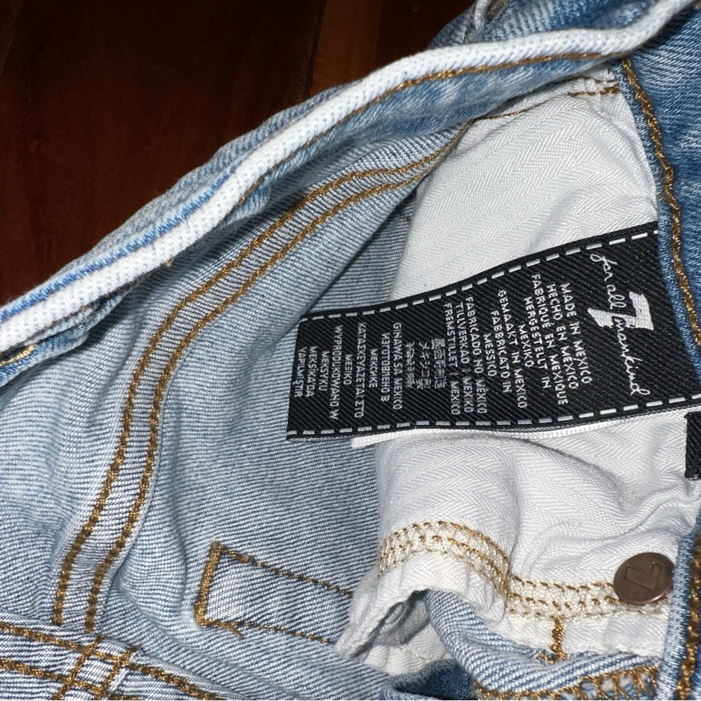 7 For All Mankind Distressed High Waist Slim Kick Raw Hem Women's Jeans 26 - Picture 3 of 5